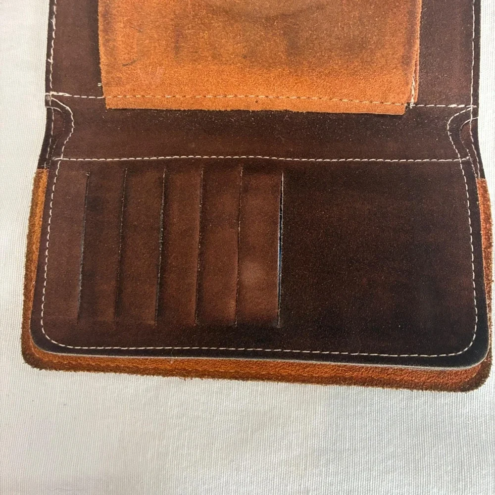 Vintage Brazilian Leather Envelope Wallet Brown Soft Snap Minimalist Unisex Y2K‎